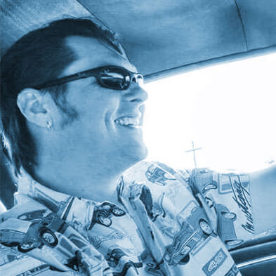 Blake driving in his car darker